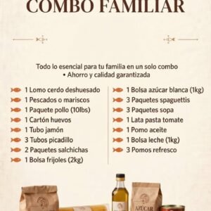 Combo Familiar de La Pikadera con cerdo, pollo, pescado, huevos, frijoles, aceite y otros productos
